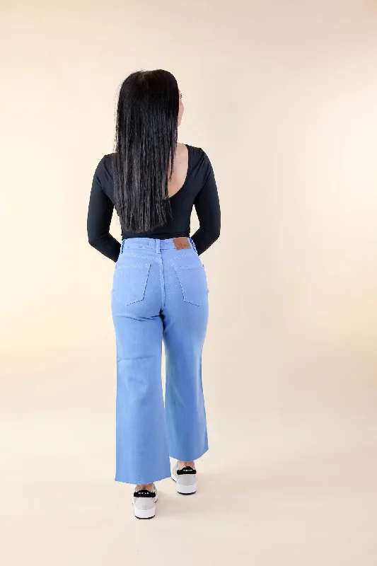 Judy Blue | Sign Me Up Tummy Control Cropped Wide Leg Jeans in Sky Blue