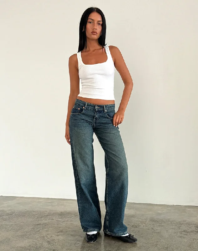 Low Rise Parallel Jeans in Bright Blue