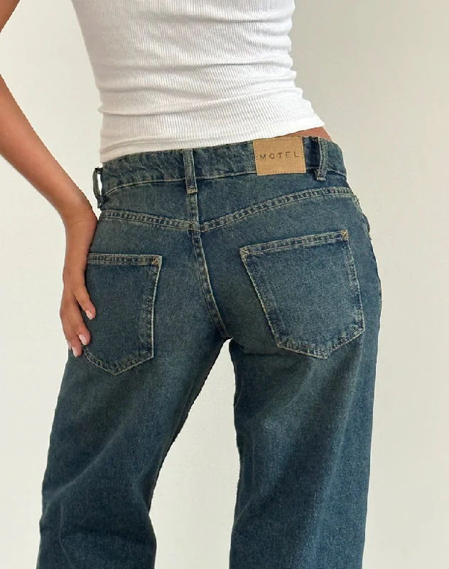 Low Rise Parallel Jeans in Bright Blue