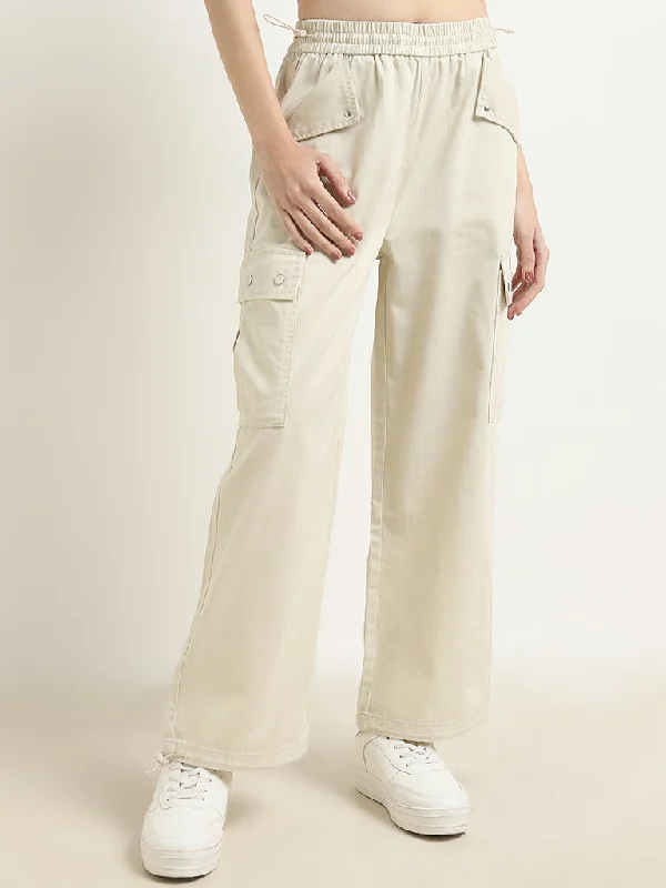 Nuon Beige Relaxed - Fit High - Rise Jeans