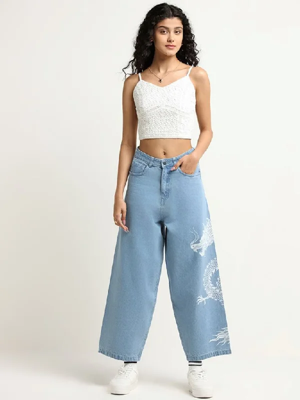 Nuon Blue Wide-Leg High-Rise Denim Jeans