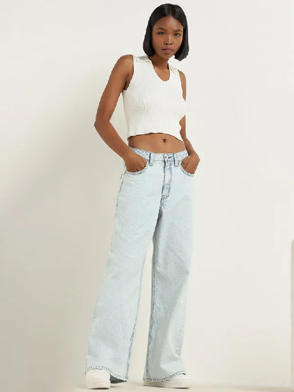 Nuon Light Blue Faded Mid - Rise Relaxed - Fit Jeans