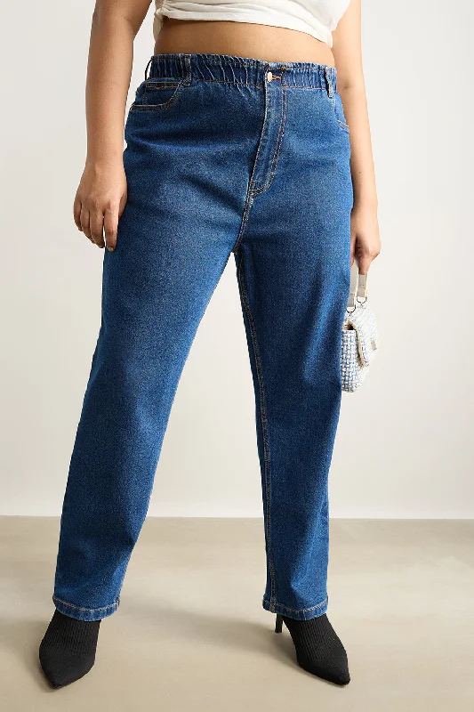 Stretchy Denim Blue Mom Jeans