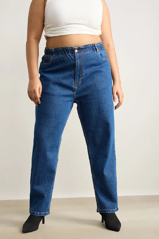 Stretchy Denim Blue Mom Jeans