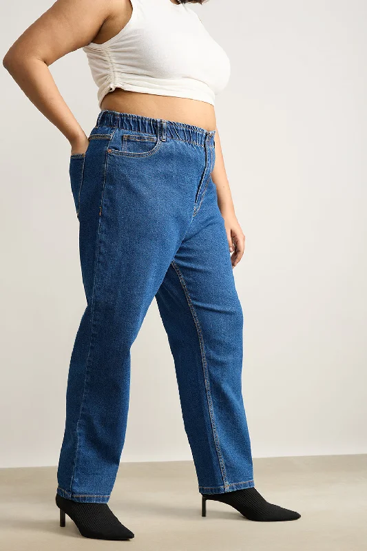 Stretchy Denim Blue Mom Jeans