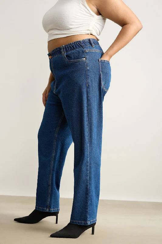 Stretchy Denim Blue Mom Jeans