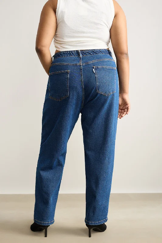 Stretchy Denim Blue Mom Jeans