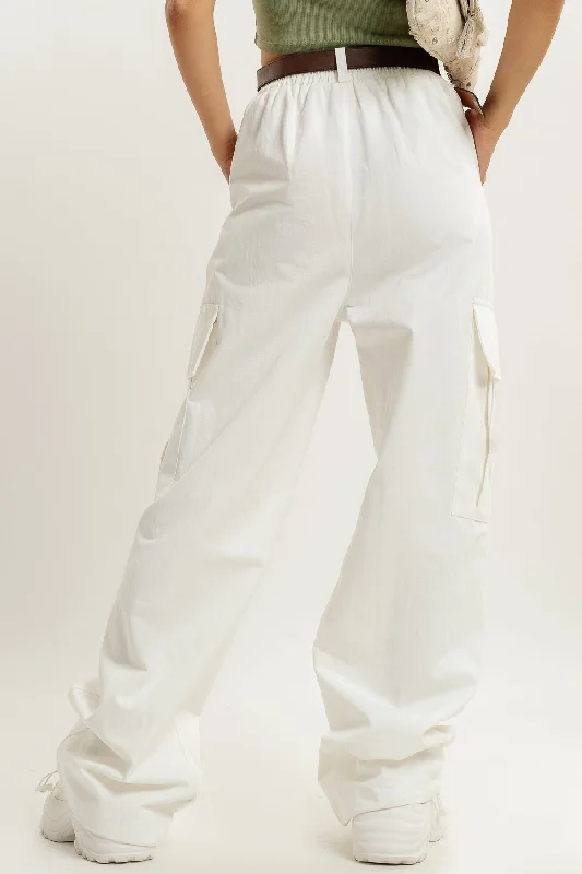 White Belt Parachute Cargo Pant