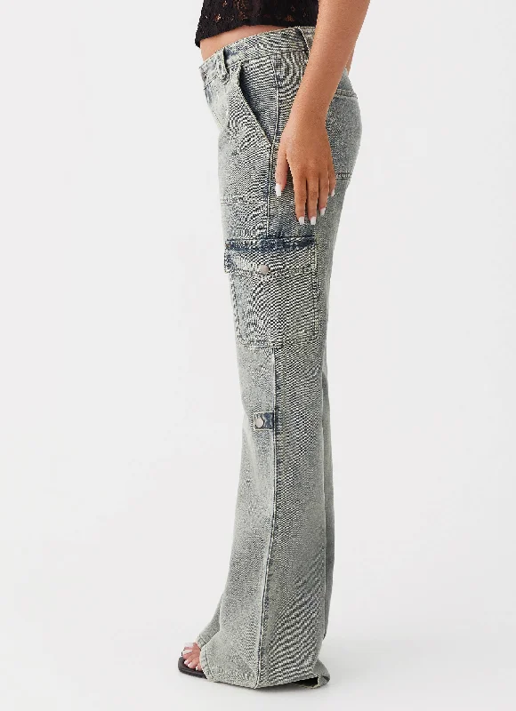 Zephee Flare Jeans - Washed Denim