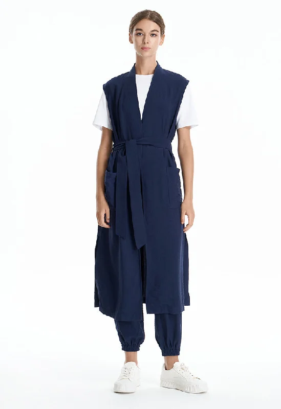 Solid Vest Maxi Jacket