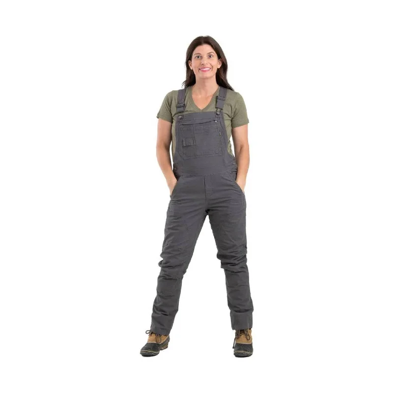 Berne Women's Unlined Stretch Duck Bib Overalls - Titanium