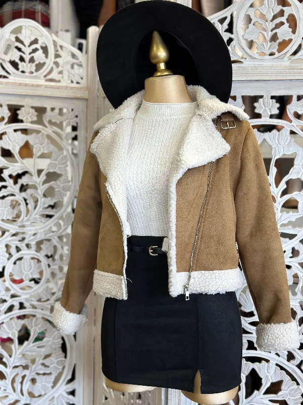 Brown Suede Fur Lined Jacket