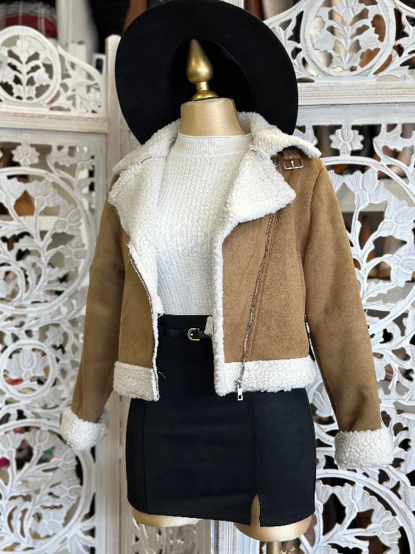 Brown Suede Fur Lined Jacket