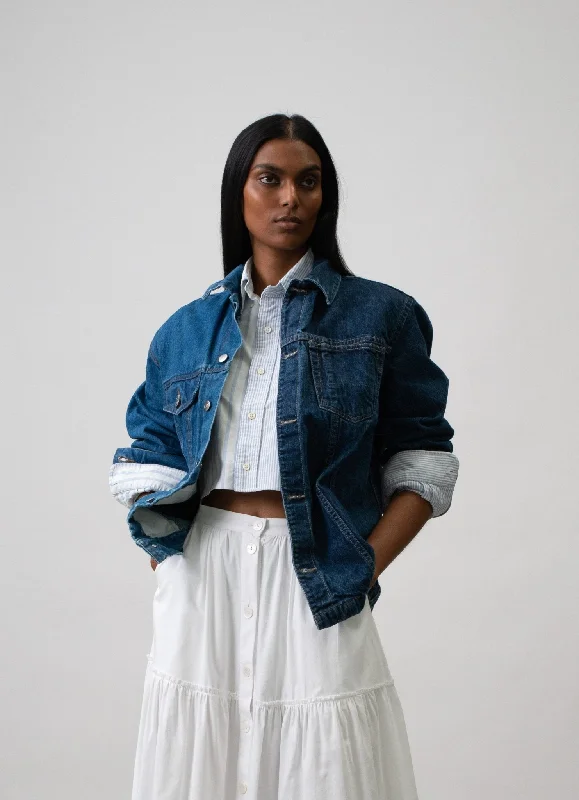 Dark Mid Blue Contrast Denim Jacket