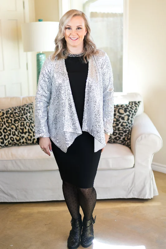 Glam Slam Sequin Blazer Jacket in Silver