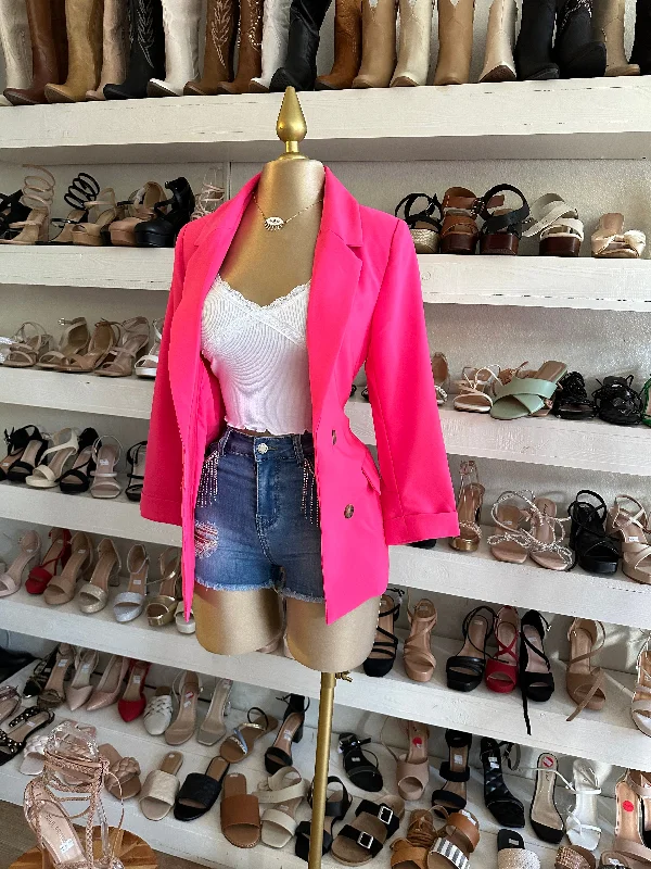 Hot Pink Button Blazer