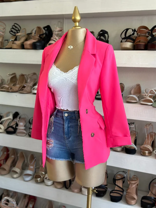 Hot Pink Button Blazer