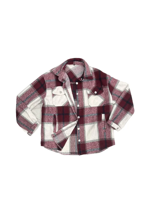 Jacket Shirt By Shein In Plaid Pattern, Size: M