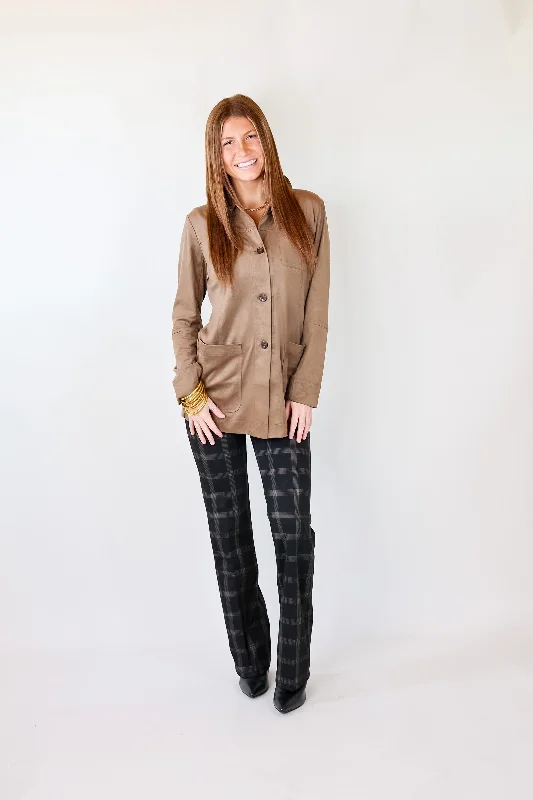 Lyssé | Abigail Suede Button Up Jacket in Chestnut Brown