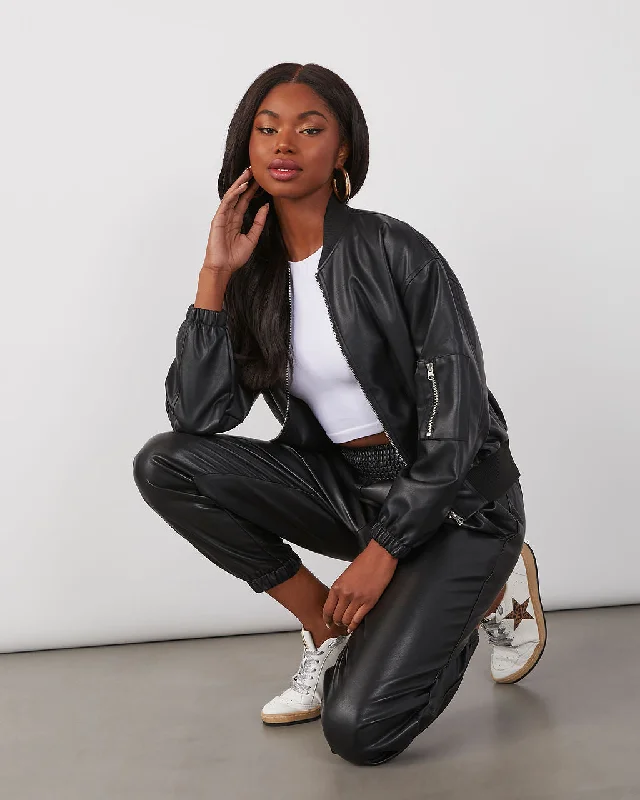 Mariah Coated Faux Leather Bomber Jacket