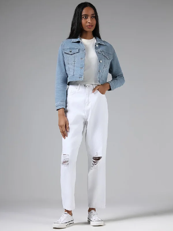 Nuon Light Blue Denim Cropped Jacket