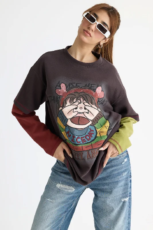 Printed Oversized Sweatshirt