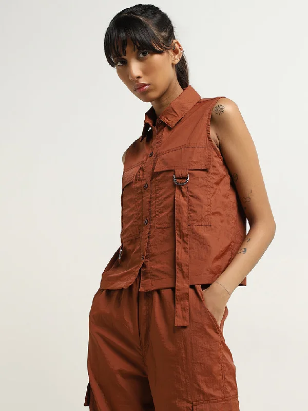 Studiofit Rust Sleeveless Utility Jacket