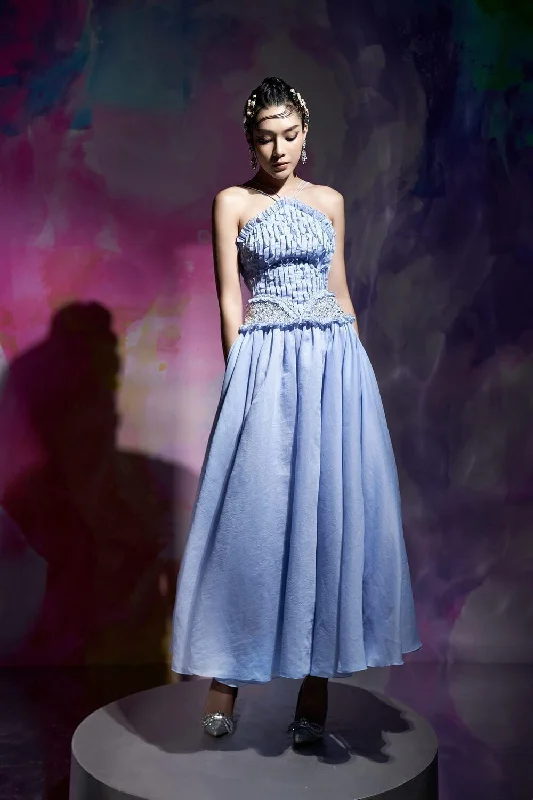 Buy More, Pay Less!Alister Halter Pleated Chest Polyester Ankle Length Dress