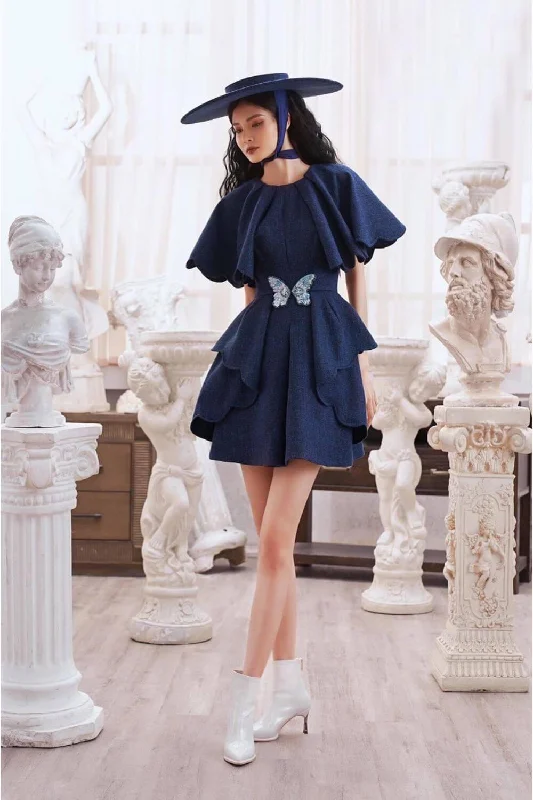 Save More When You Shop More!Brie A-line Round Neck Texture Mini Dress
