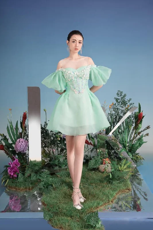 Don’t Wait – Deals Won’t Last!Cate A-line Puffy Sleeved Organza Mini Dress