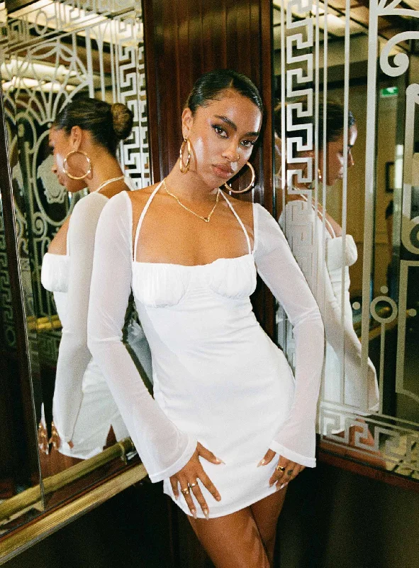 Mega Sale Happening Now!Dyer Sheer Sleeve Mini Dress White