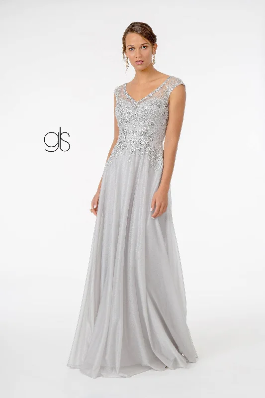Today Only – Don’t Miss It!Embroidered Bodice V-Neck Long Formal Dress Sale