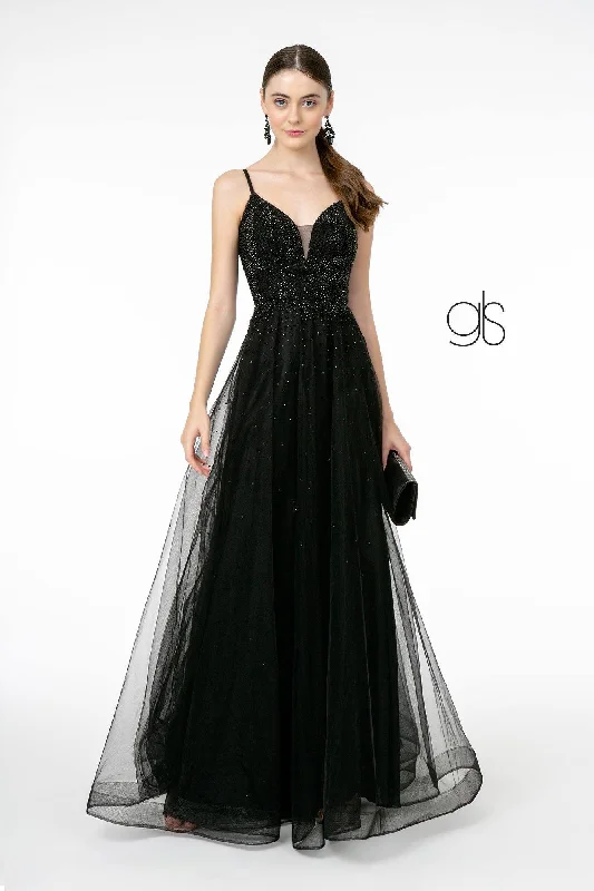 The Best Sale of the Year!Illusion Deep V-Neck Mesh Long Prom Dress Sale