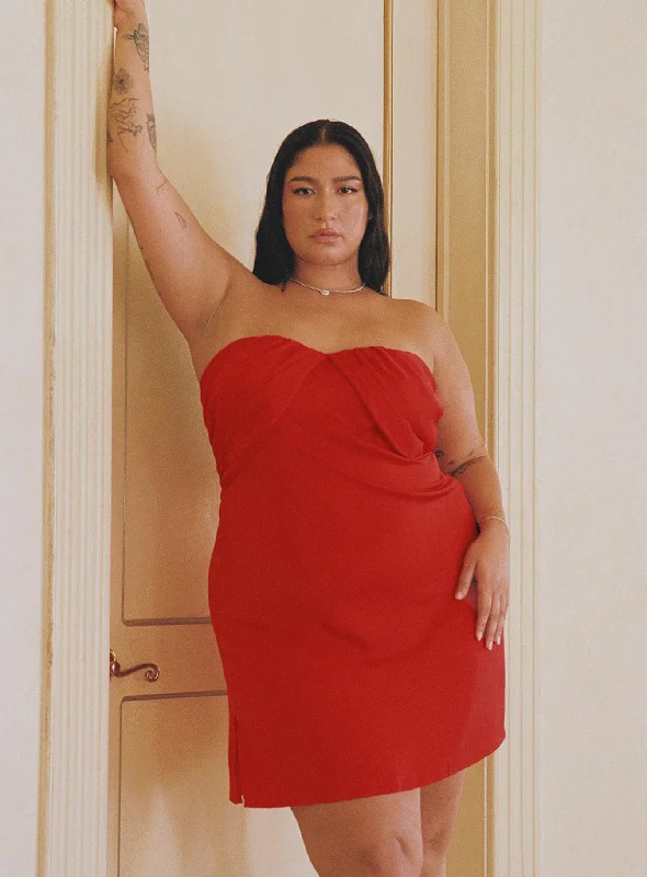 The Best Offers Are Here!Irena Strapless Mini Dress Red Curve