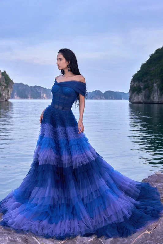 Incredible Savings Inside!Itziar Layered Off-Shoulder Mesh Sheer Maxi Dress