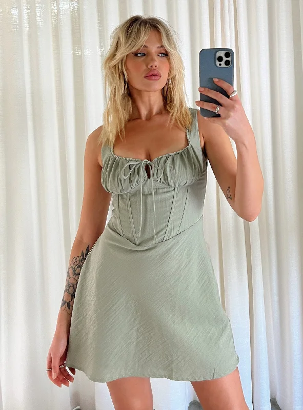 Your Shopping Wish, Our Discount Command!Kavey Mini Dress Sage