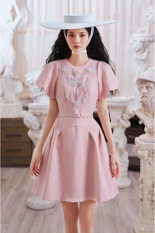 Don't Miss Out!Larson A-line Round Neck Texture Mini Dress