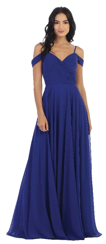Hurry! While Supplies Last!Long Bridesmaids Pleated Off Shoulder Chiffon Gown Sale