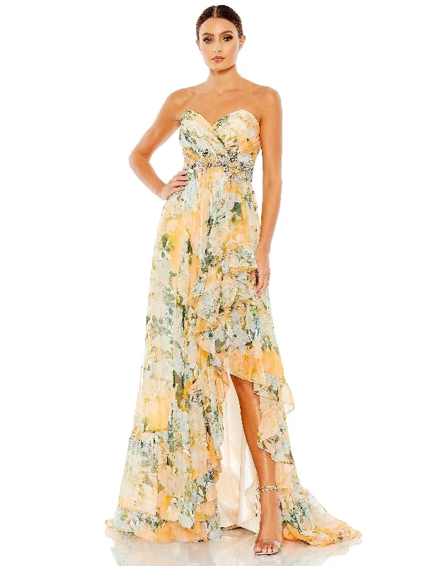 New Discounts Just Dropped!Mac Duggal 68117 High Low Floral Print Prom Gown