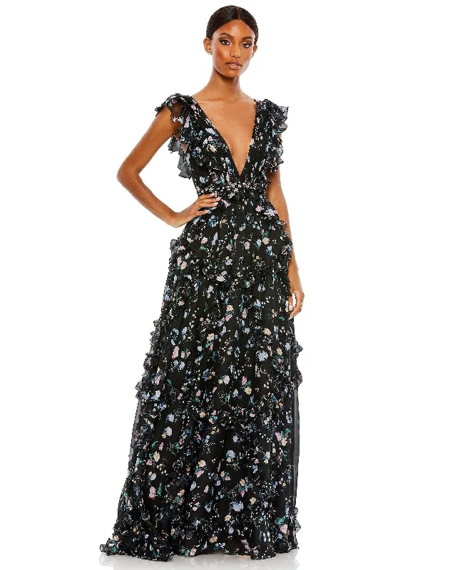 Time to Save Big!Mac Duggal 68090 Long Cap Sleeve Formal Print Gown