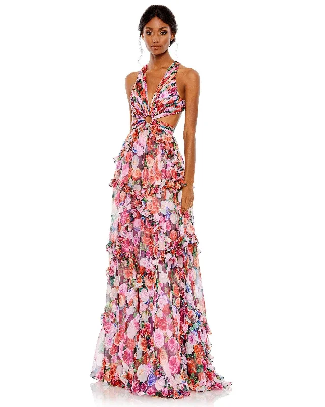 Buy More, Save More!Mac Duggal 68076 Long Floral Chiffon Prom Gown