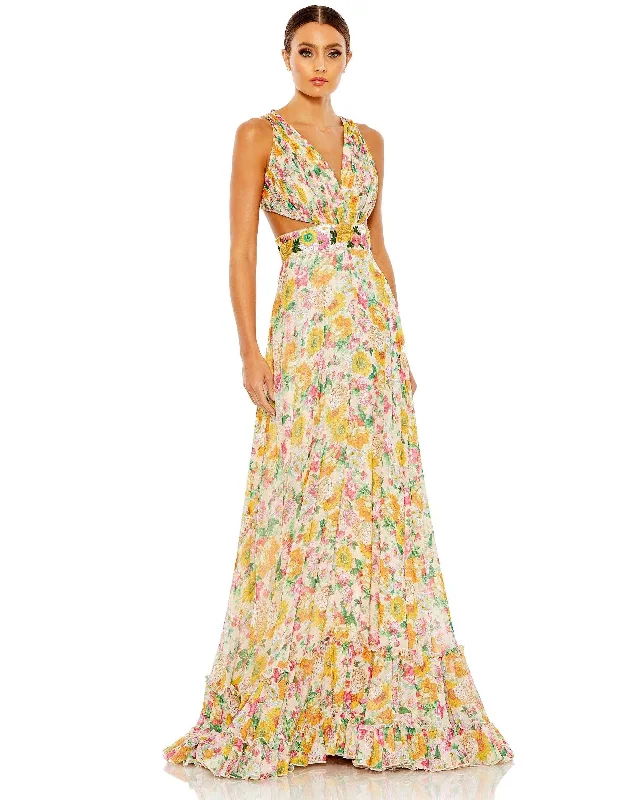 Time to Save Big!Mac Duggal 9174 Long Formal Print Chiffon Prom Gown