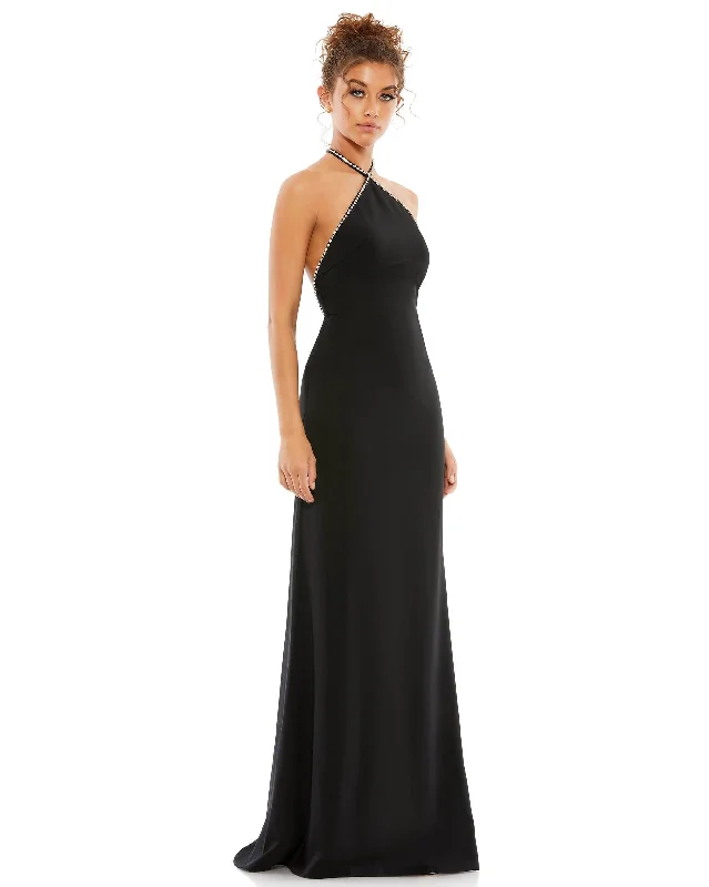 Limited Stock Available!Mac Duggal 26580 Long Halter Formal Prom Dress