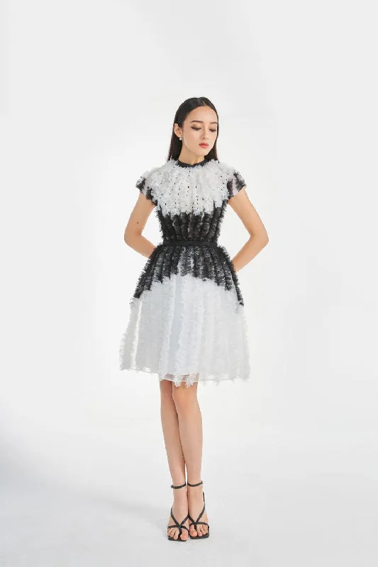 Shop the Hottest Deals!Rihanna Fit and Flare Round Neck Organza Knee-length Dress