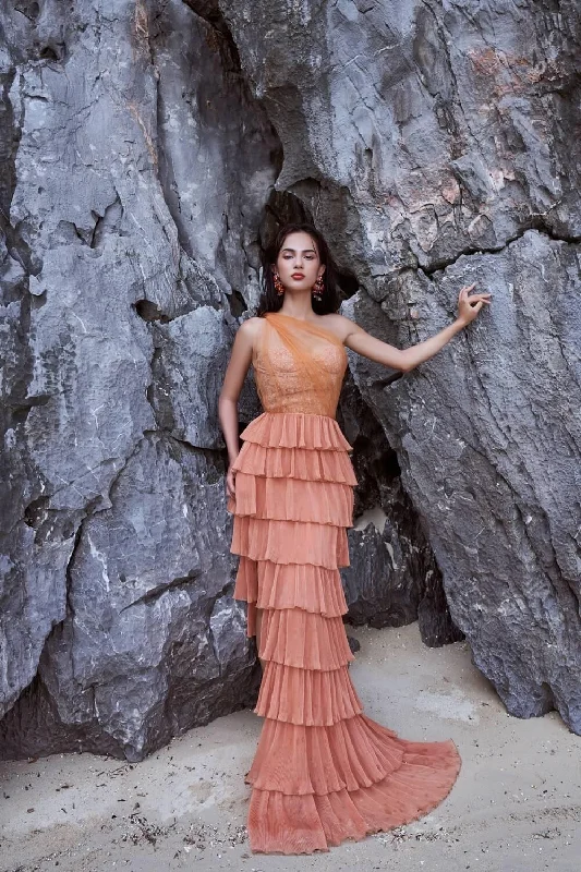 Shop Today, Save Tomorrow!Sanchez Layered Asymmetric Shoulder Mesh Sheer Maxi Dress