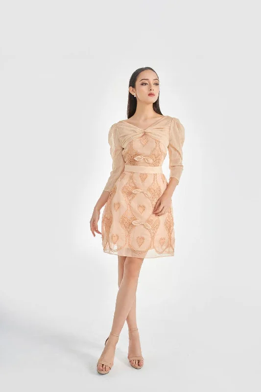 Buy More, Pay Less!Serena A-line Leg Of Mutton Sleeved Lace Above The Knee Dress