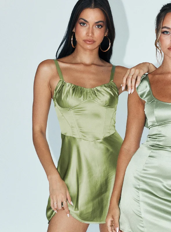 The Best Deals Won’t Wait!Stanton Corset Mini Dress Sage