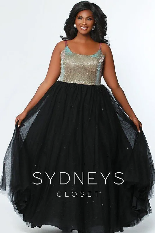 Save More Than Ever!Sydneys Closet Long Gold Bodice Prom Plus Size Dress w/ Tulle Skirt