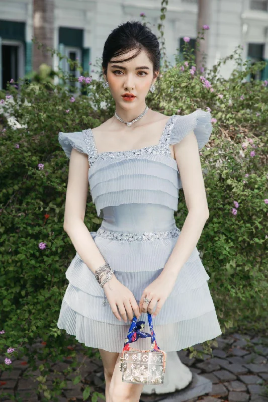 Shop Before It’s Gone!Sylvester Layered Square Neck Organza Mini Dress