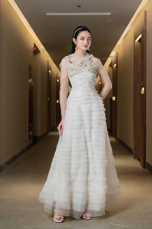 Price Drops You’ll Love!Yamette Layered Round Neck Organza Maxi Dress